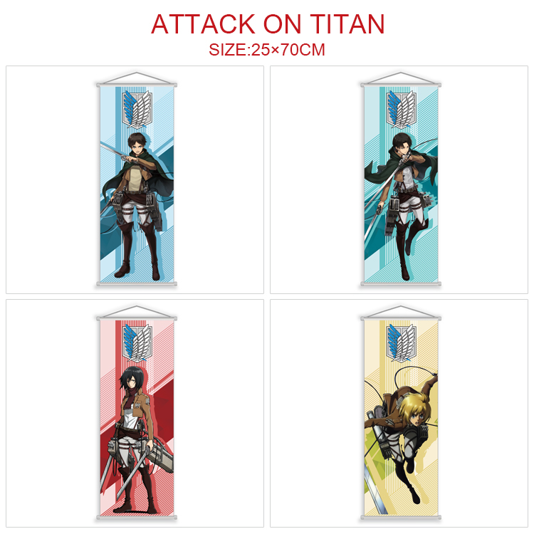 Attack On Titan anime wallscroll 25*70cm price for 5 pcs