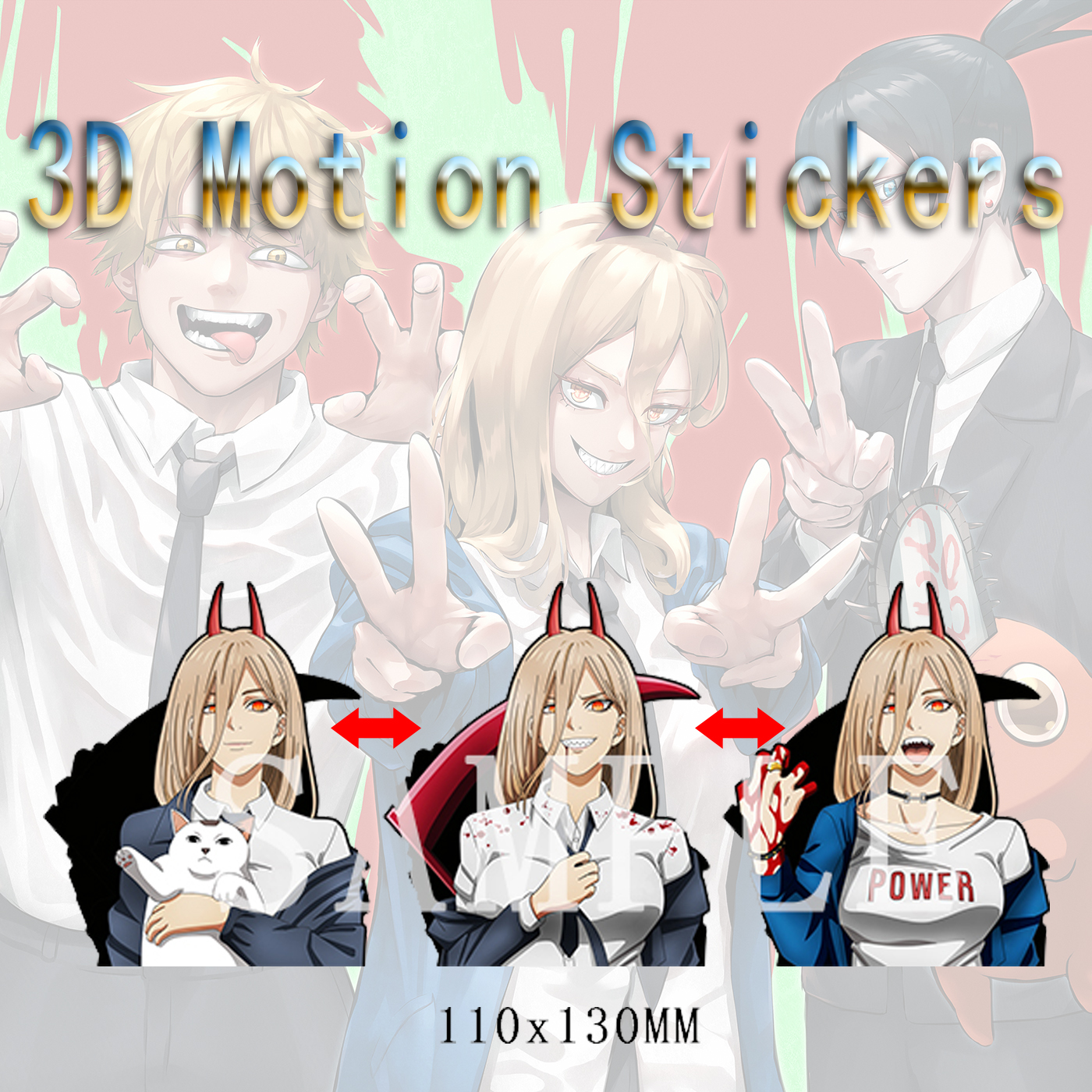 chainsaw man anime 3d sticker