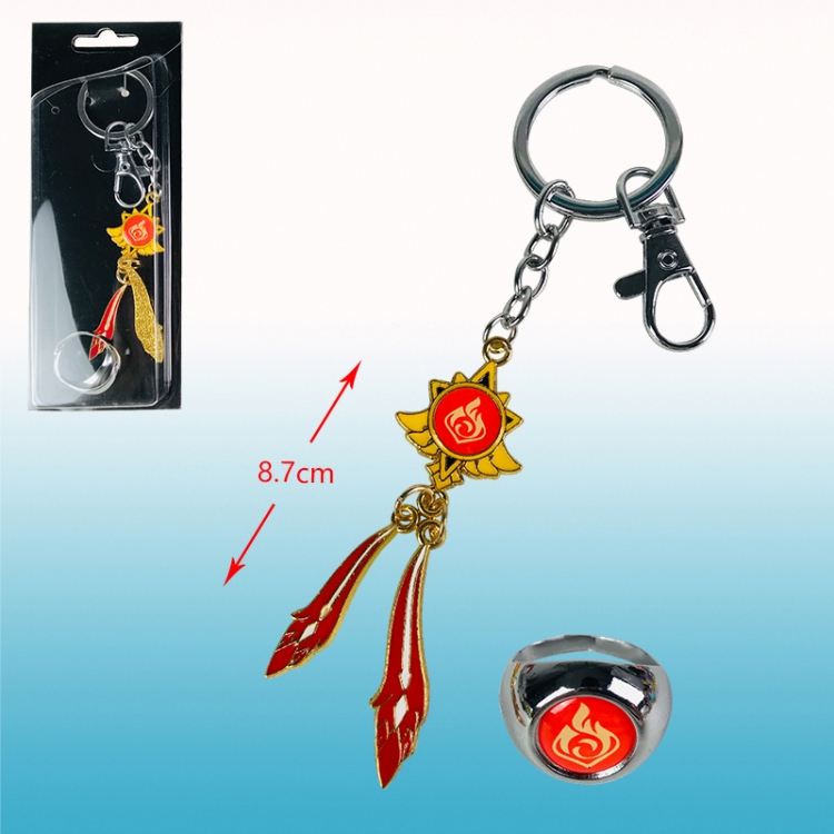 Genshin Impact anime keychai +Ring 8.7cm