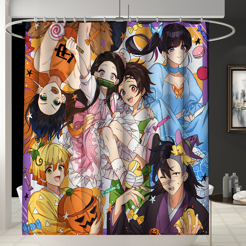 demon slayer kimets anime shower curtain