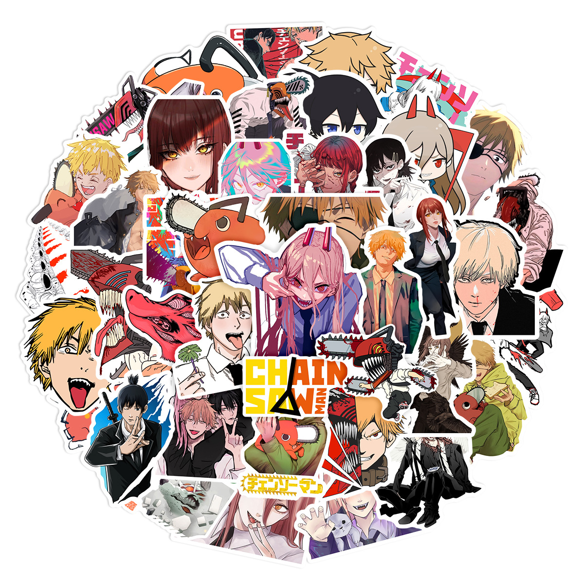 chainsaw man anime waterproof stickers (50pcs a set)