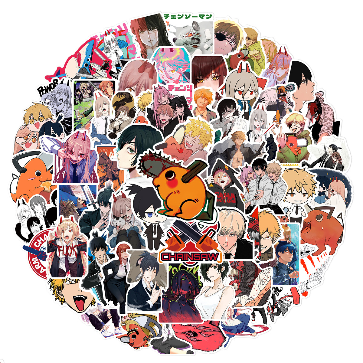 chainsaw man anime waterproof stickers (100pcs a set)