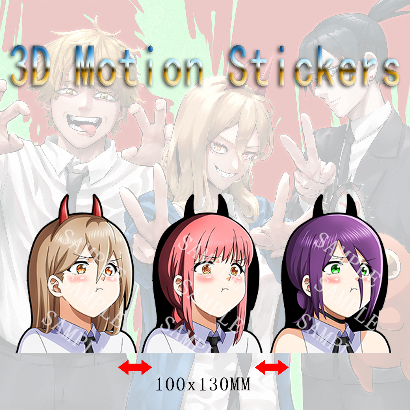 chainsaw man anime 3d sticker