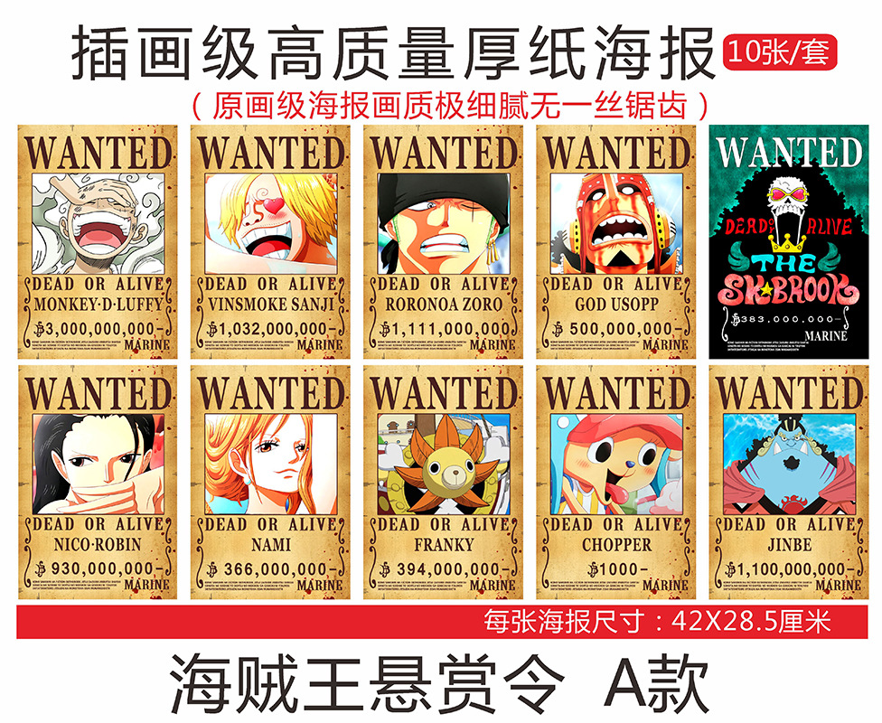 One Piece anime wall poster price for a set of 10 pcs