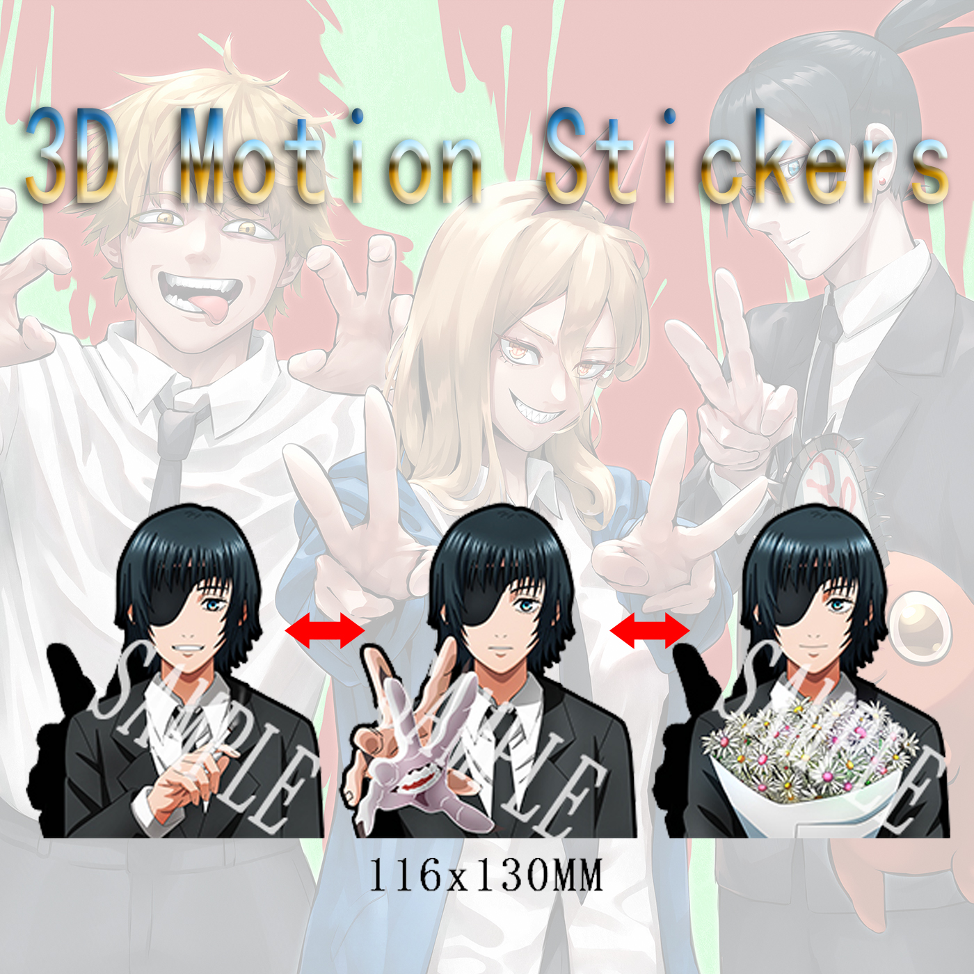 chainsaw man anime 3d sticker