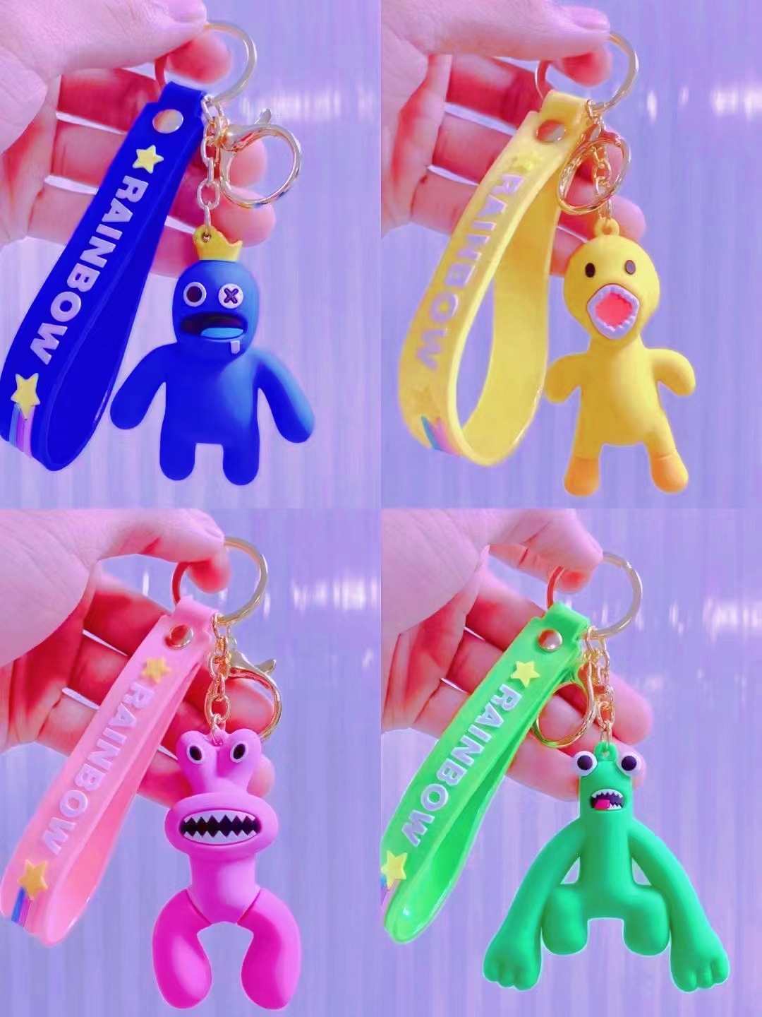 rainbow friends anime keychain