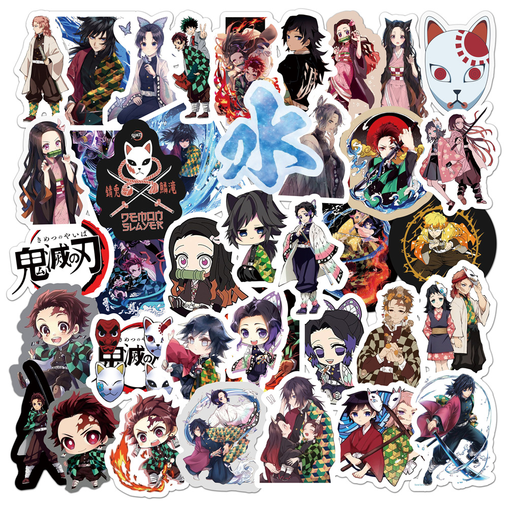 demon slayer kimets anime waterproof stickers (50pcs a set)