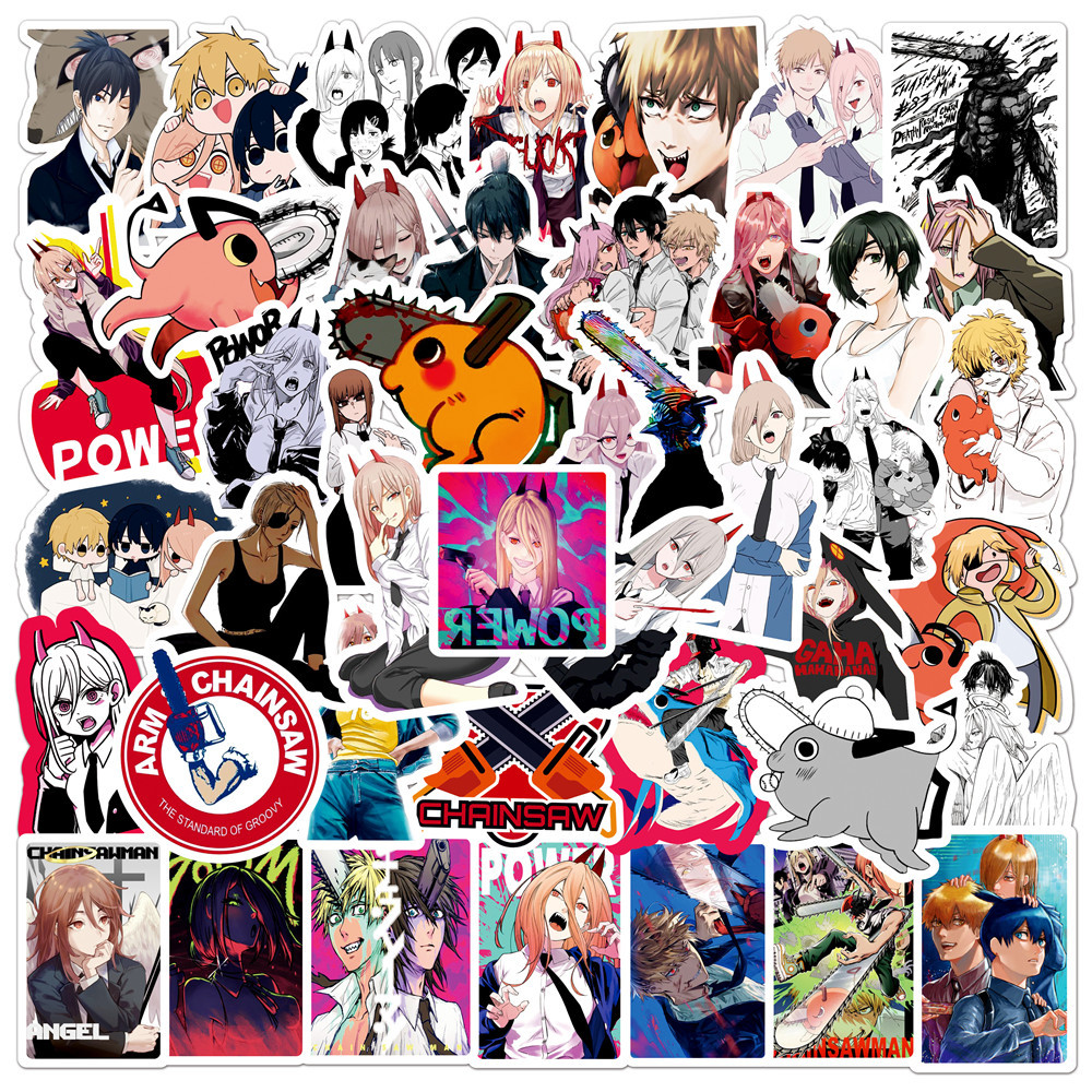 chainsaw man anime waterproof stickers (50pcs a set)