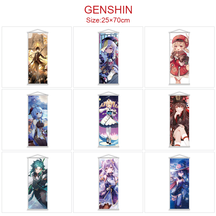 Genshin Impact anime wallscroll 25*70cm price for 5 pcs