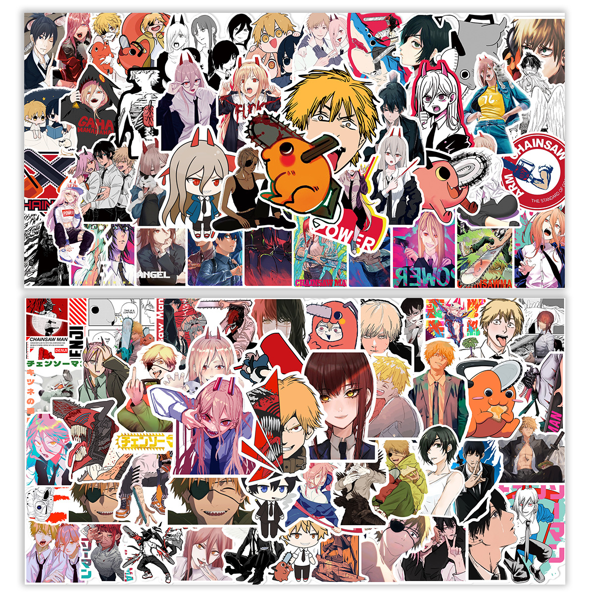 chainsaw man anime waterproof stickers (100pcs a set)