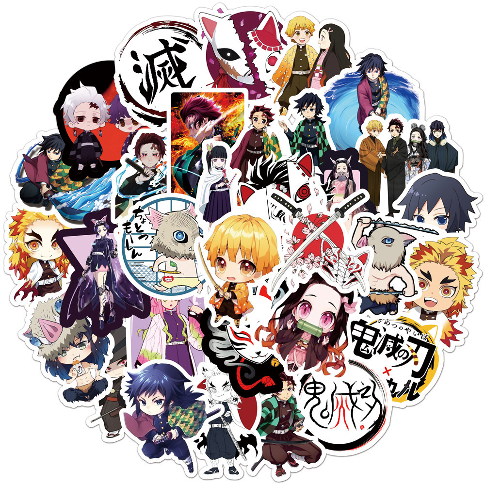 demon slayer kimets anime waterproof stickers (50pcs a set)