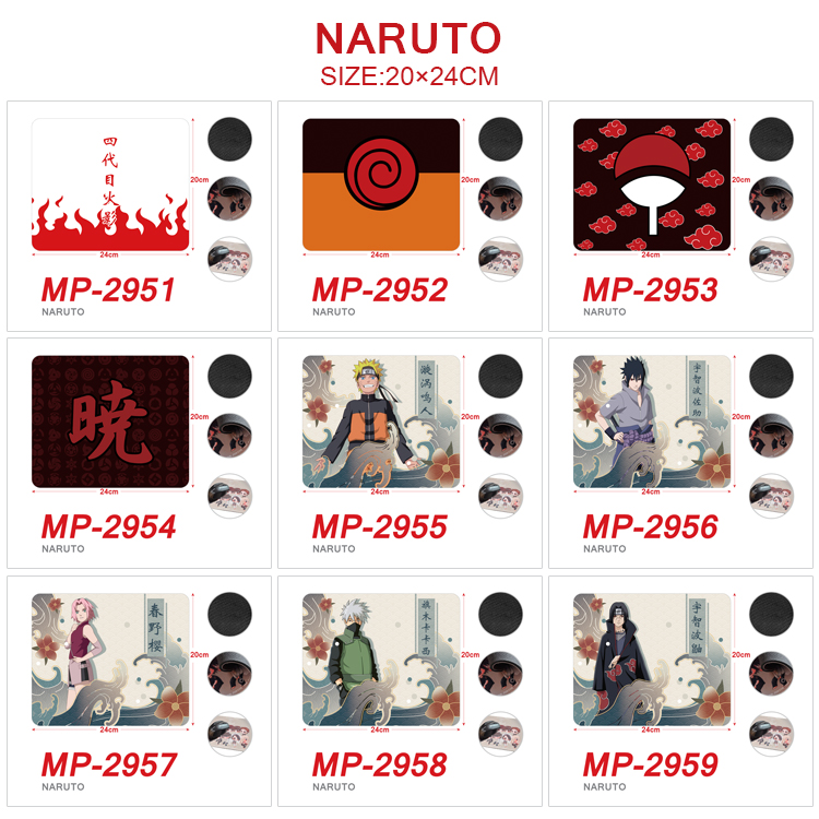 Naruto anime Mouse pad 20*24cm price for a set of 5 pcs