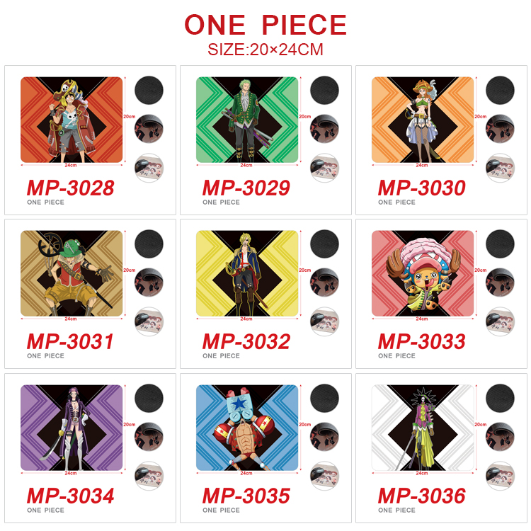 One piece anime Mouse pad 20*24cm price for a set of 5 pcs