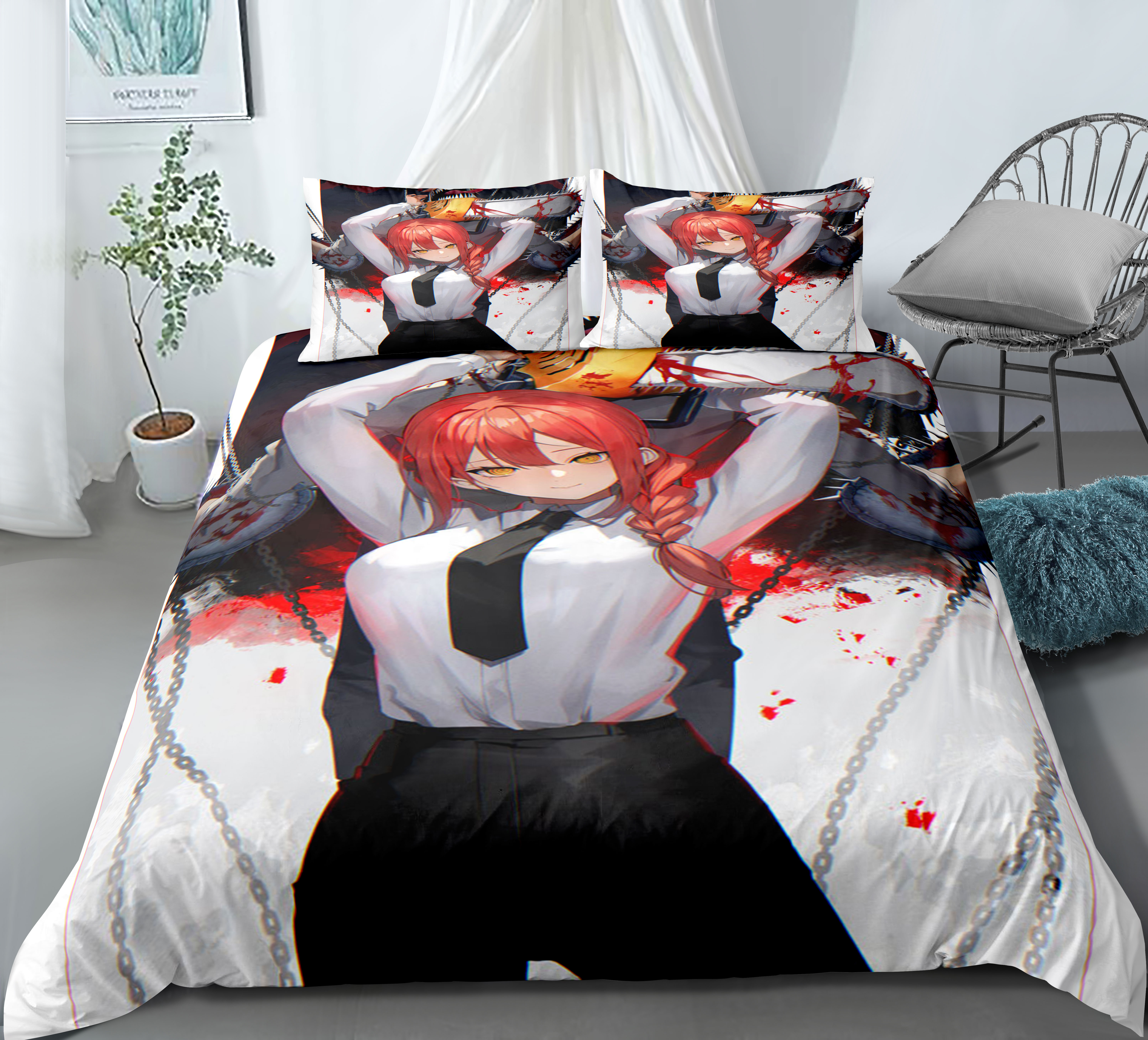 chainsaw man anime bed sheet set 200*220cm