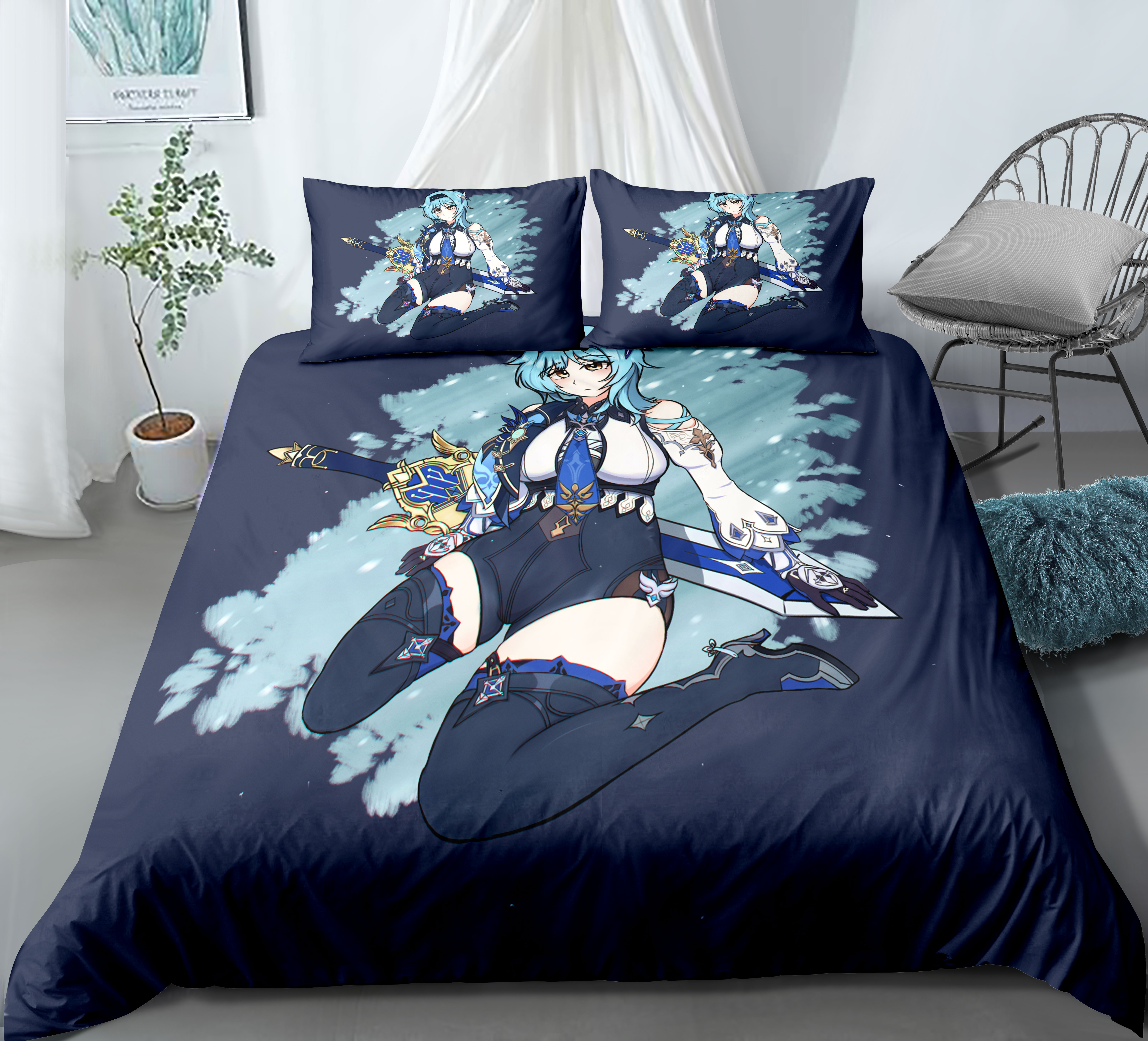 Genshin Impact anime bed sheet set 200*220cm