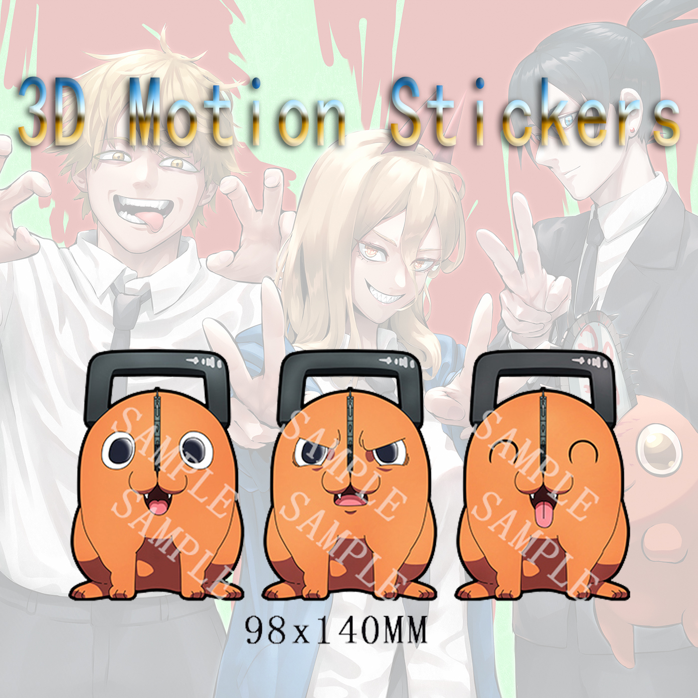 chainsaw man anime 3d sticker