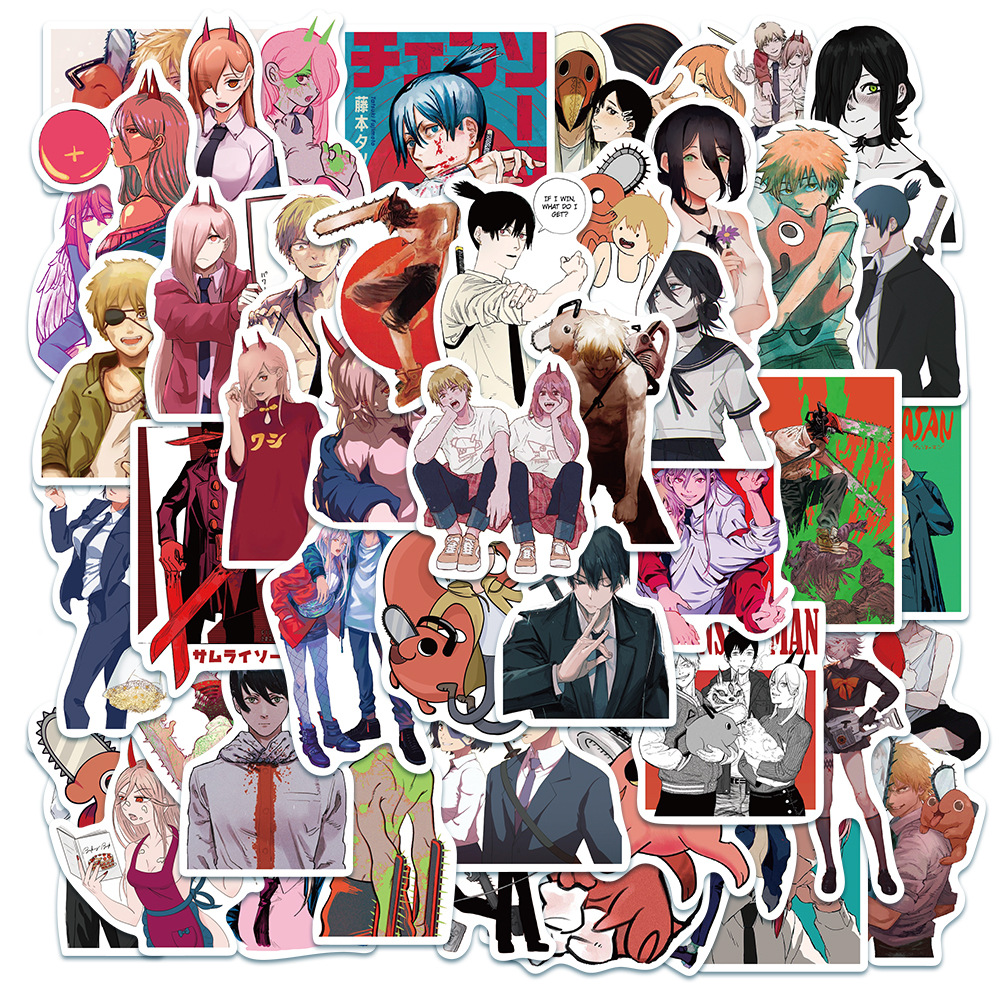 chainsaw man anime waterproof stickers (50pcs a set)