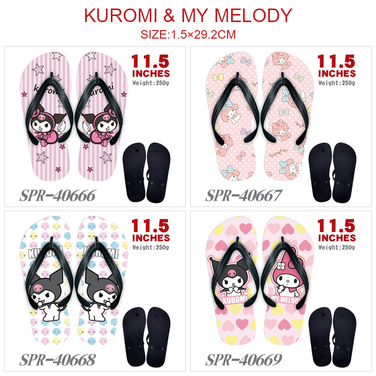 Kuromi anime flip flops shoes slippers a pair