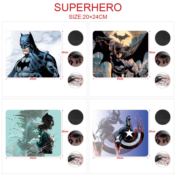 Superhero anime Mouse pad 20*24cm price for 5 pcs