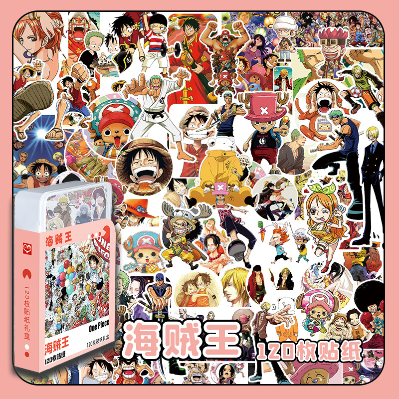 One piece anime Sticker small gift box 120 pcs a set