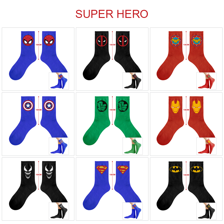 Superhero anime socks 5 pcs a set