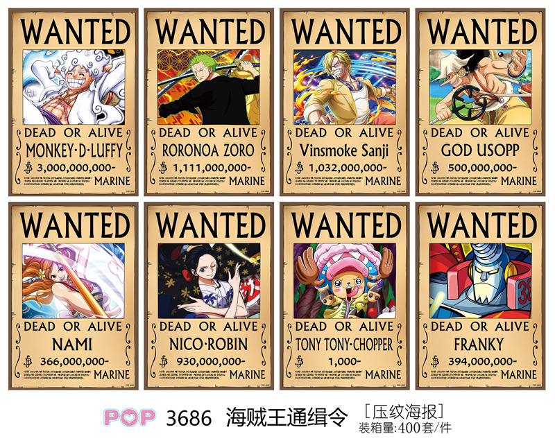 One piece anime poster price for a set of 8 pcs