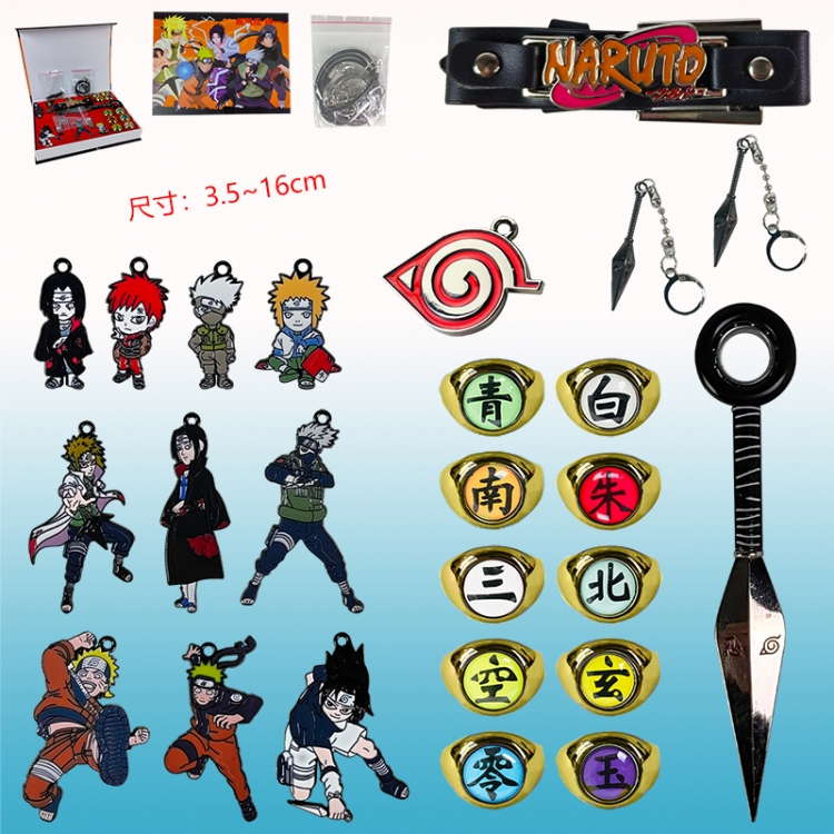 Naruto anime keychain+ring 25 pcs a set