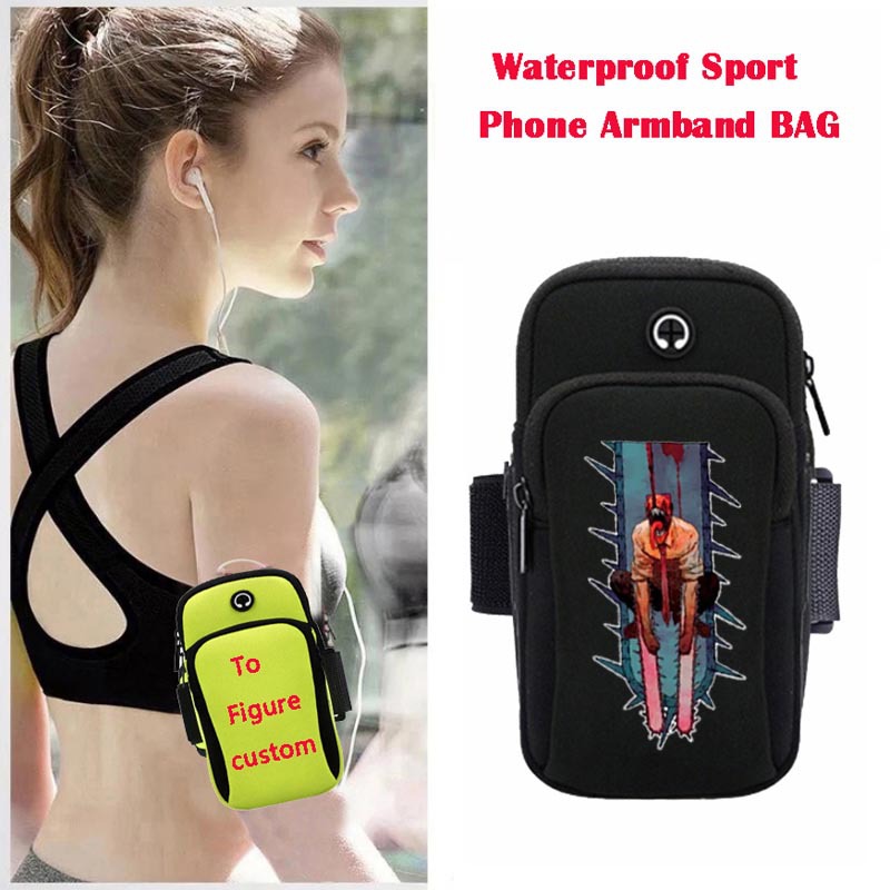 chainsaw man anime wateroof sport phone armband bag