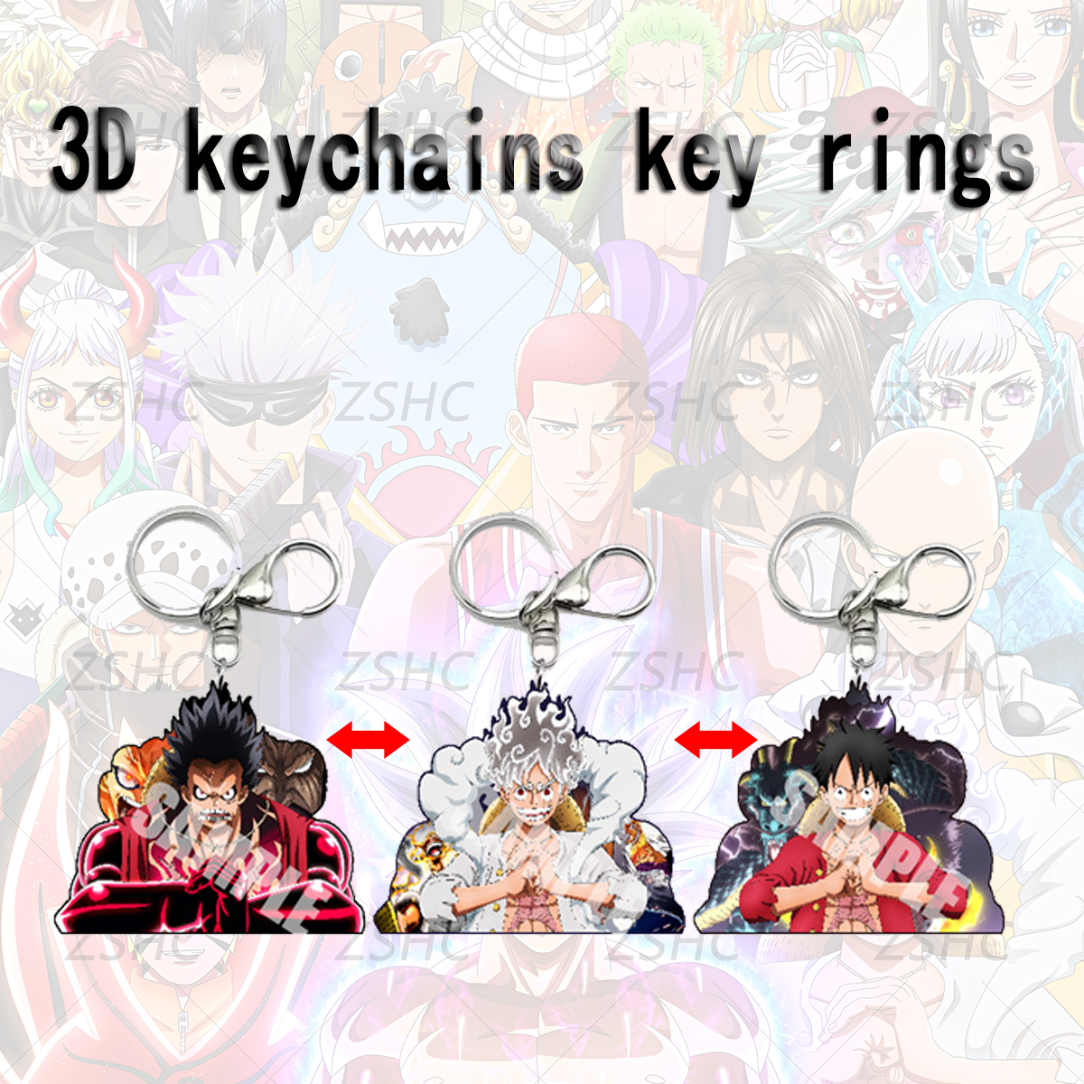 One piece anime 3d keychain