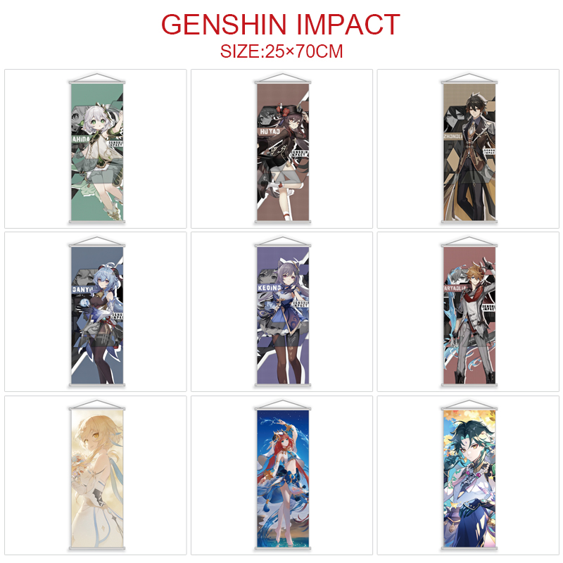 Genshin Impact anime wallscroll 25*70cm price for 5 pcs