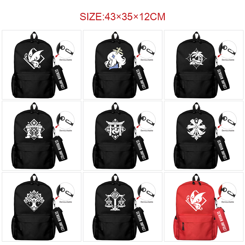 Genshin Impact anime Backpack bag+pencil bag