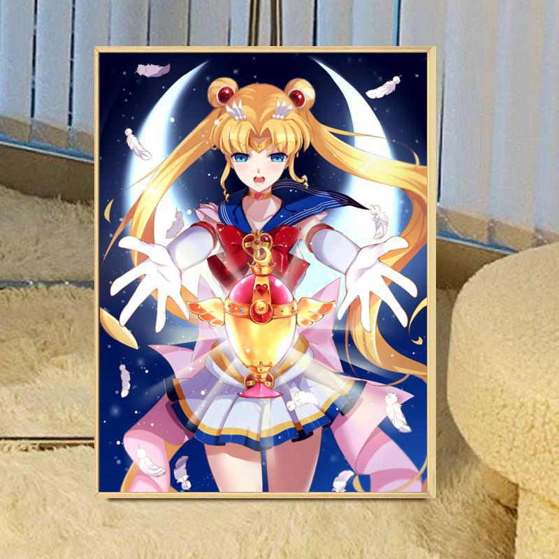 Sailor Moon Crystal anime DIY digital oil painting with frame(boxed)40*50cm