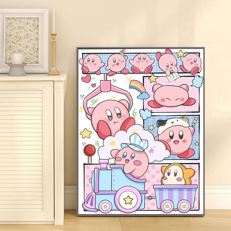 Kirby anime DIY digital oil painting with frame(boxed)40*50cm