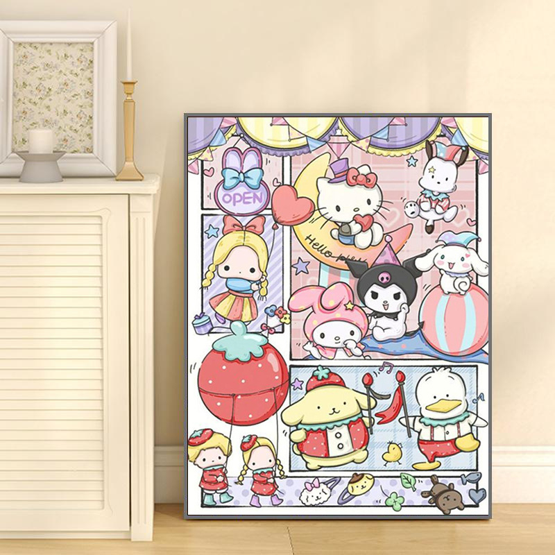 Kuromi anime DIY digital oil painting with frame(boxed)40*50cm