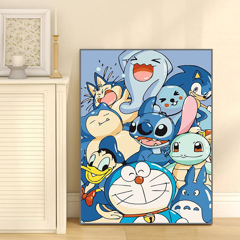 Pokemon anime DIY digital oil painting with frame(boxed)40*50cm