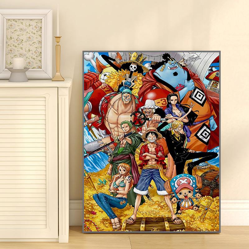 One piece anime DIY digital oil painting with frame(boxed)40*50cm