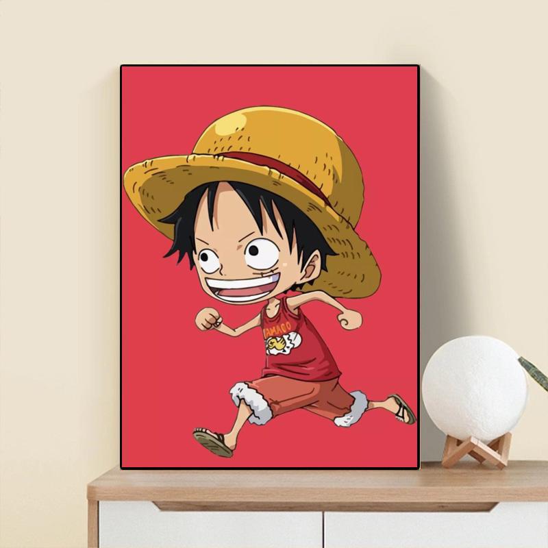 One piece anime DIY digital oil painting with frame(boxed)40*50cm