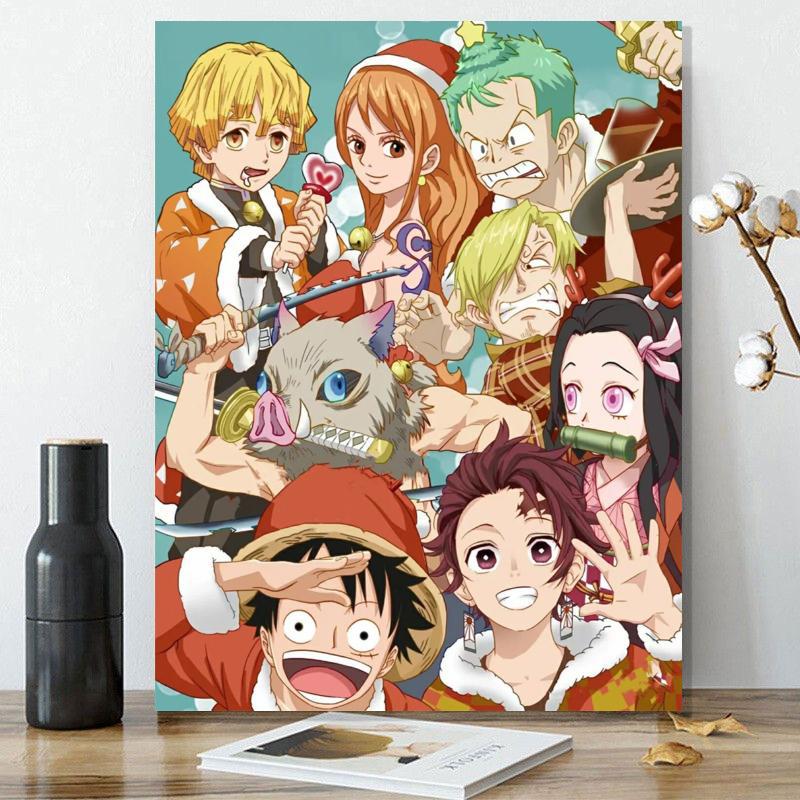 demon slayer kimets anime DIY digital oil painting with frame(boxed)40*50cm