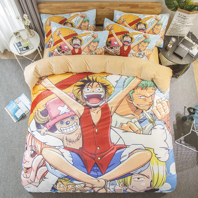 One piece anime bedsheet four piece set for autumn and winter 1.5m