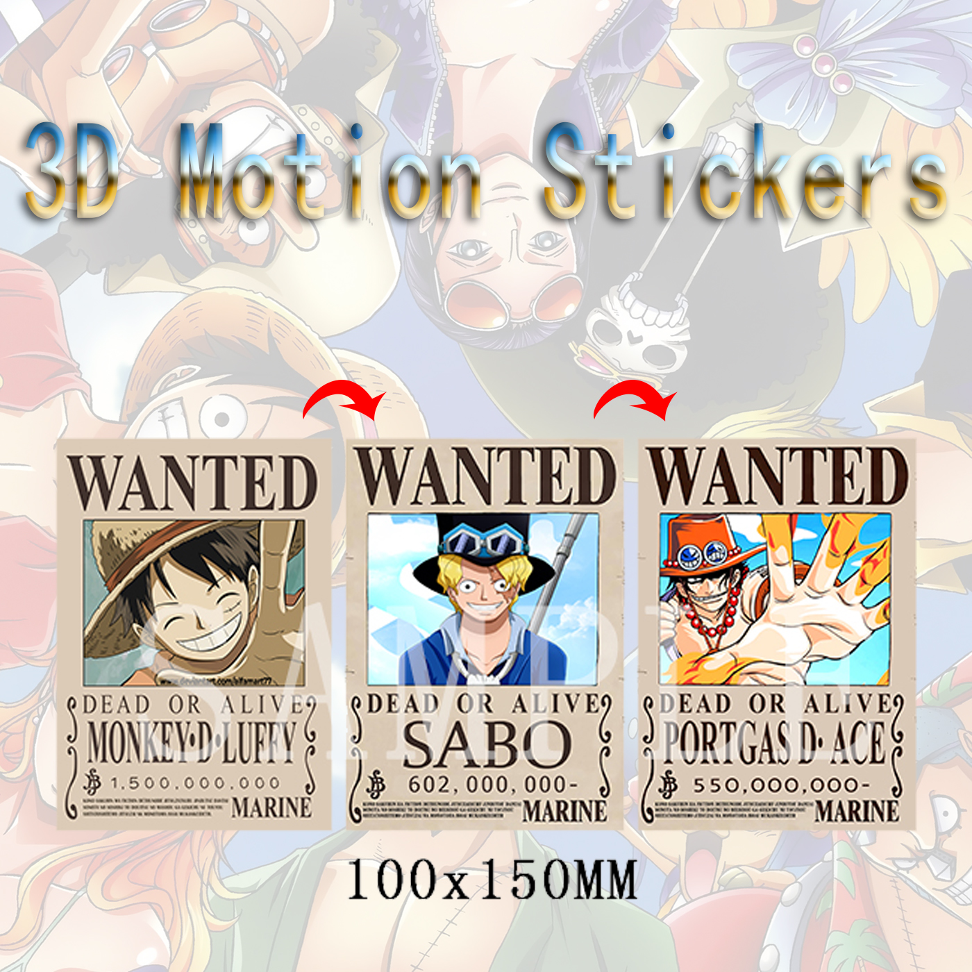 One piece anime 3d sticker