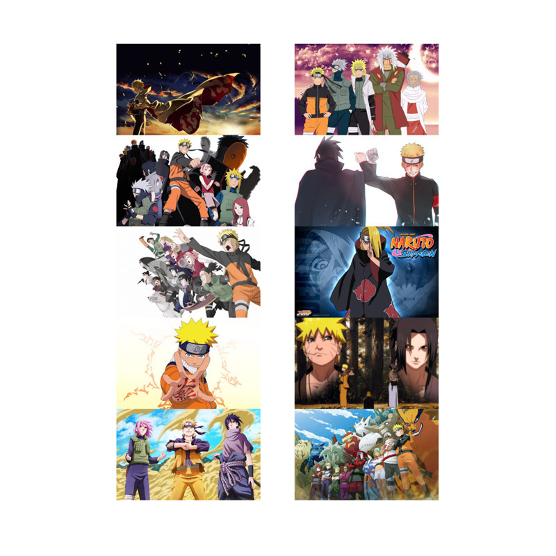 Naruto anime crystal card stickers 8.7*5.5cm 10 pcs a set