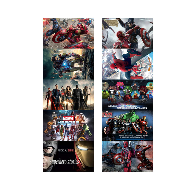 Avengers anime crystal card stickers 8.7*5.5cm 10 pcs a set