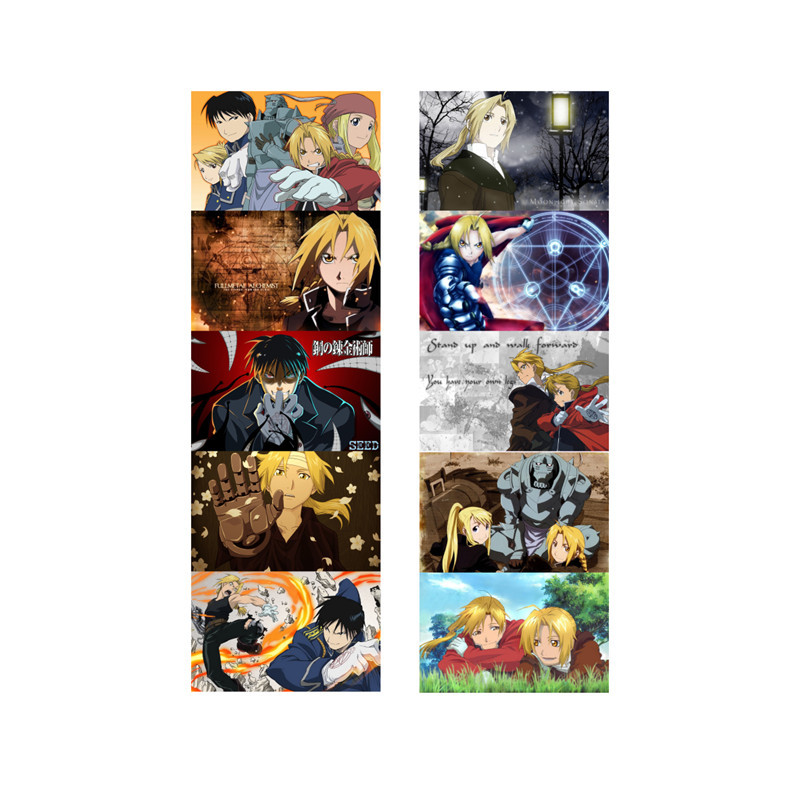 Fullmetal Alchemist anime crystal card stickers 8.7*5.5cm 10 pcs a set