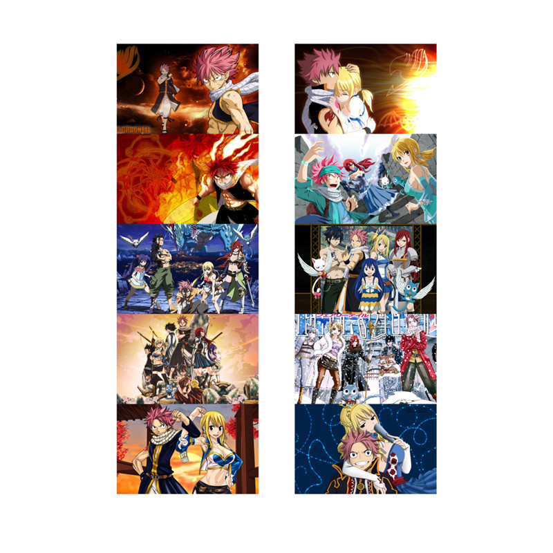 Fairy Tail anime crystal card stickers 8.7*5.5cm 10 pcs a set