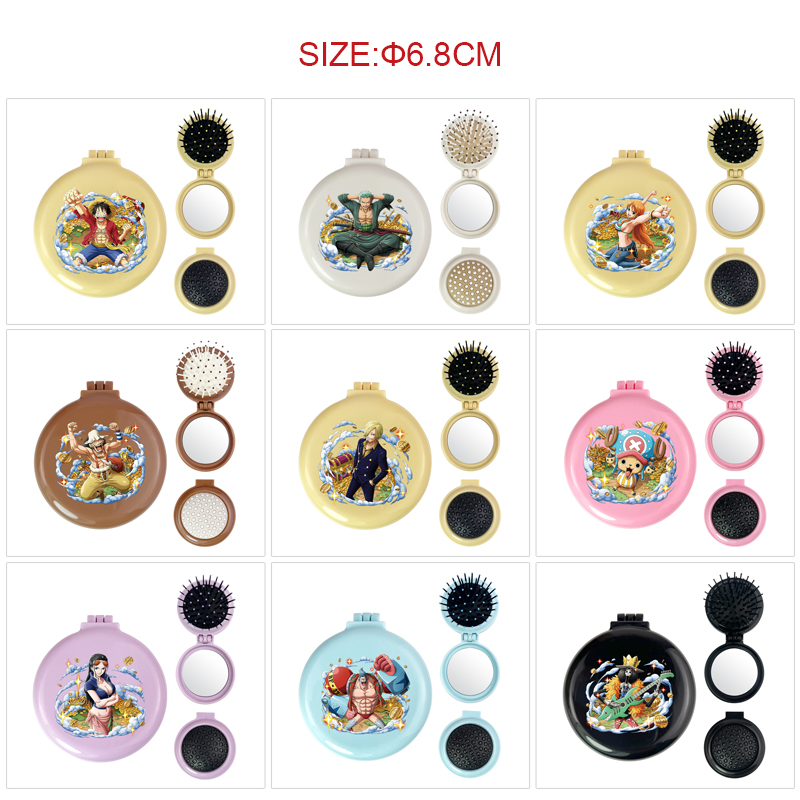 One Piece anime multi functional small mirror and comb 5 pcs a set