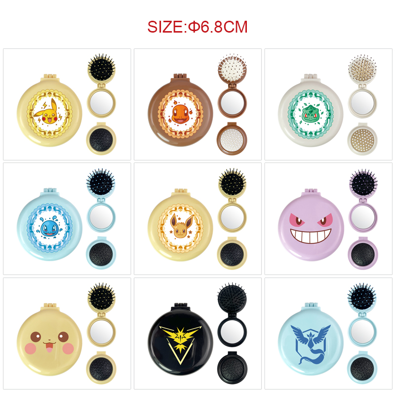 Pokemon anime multi functional small mirror and comb 5 pcs a set