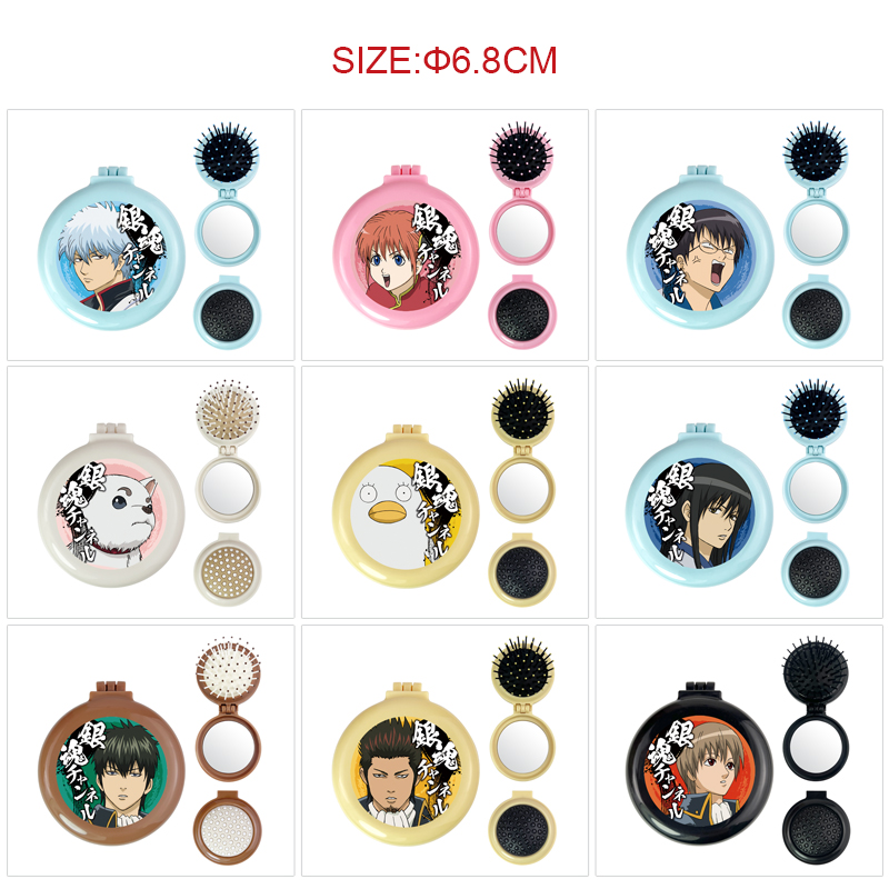 Gintama anime multi functional small mirror and comb 5 pcs a set