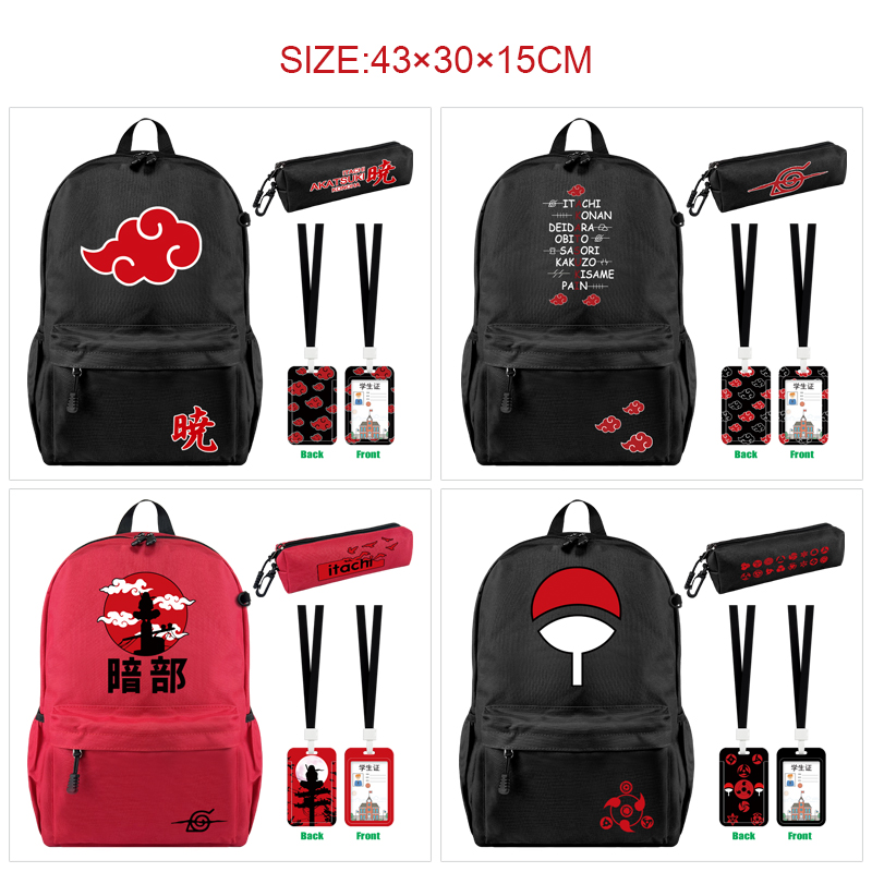 Naruto anime backpack+pencil bag+ID set