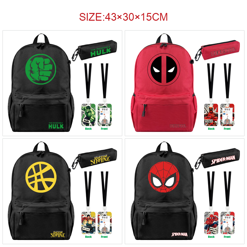 Avengers anime backpack+pencil bag+ID set