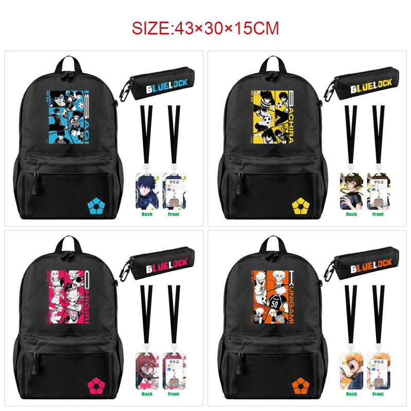 Blue Lock anime backpack+pencil bag+ID set